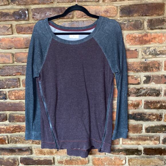 Lou & Grey Zip-Front Color Block Pullover Sweater Women's Size Small - Picture 1 of 5